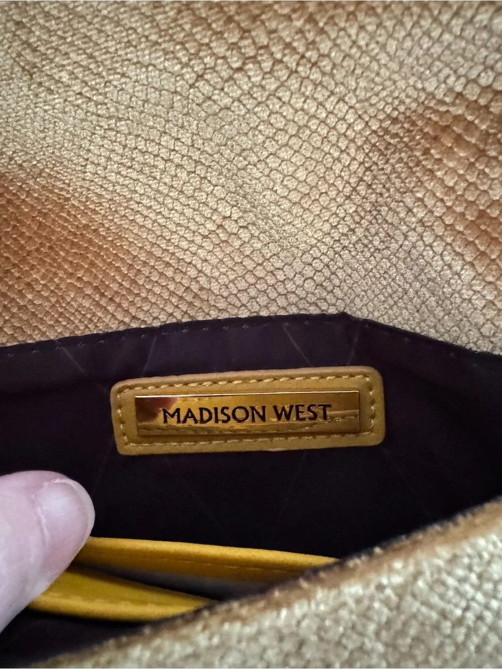 Madison West Gold Velvet Envelope Crossbody/ Clutch - Women Bags